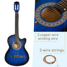HOMCOM 38 Inch Full Size Blue Classical Acoustic Electric Guitar Kids Guitar and Junior Guitar   Premium Gloss Finish w/Case - Blue - anydaydirect