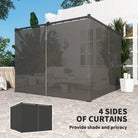 Outsunny 3 x 3(m) Retractable Pergola, Garden Gazebo Shelter with Curtains, for Grill, Patio, Deck, Charcoal Grey - anydaydirect