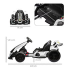 HOMCOM 24V Electric Go Kart for Kids with Adjustable Seat for 6-12 Years Old, White - anydaydirect