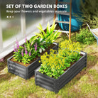 Outsunny Set of Two 110 x 50cm Steel Planter Boxes -  Light Grey - anydaydirect