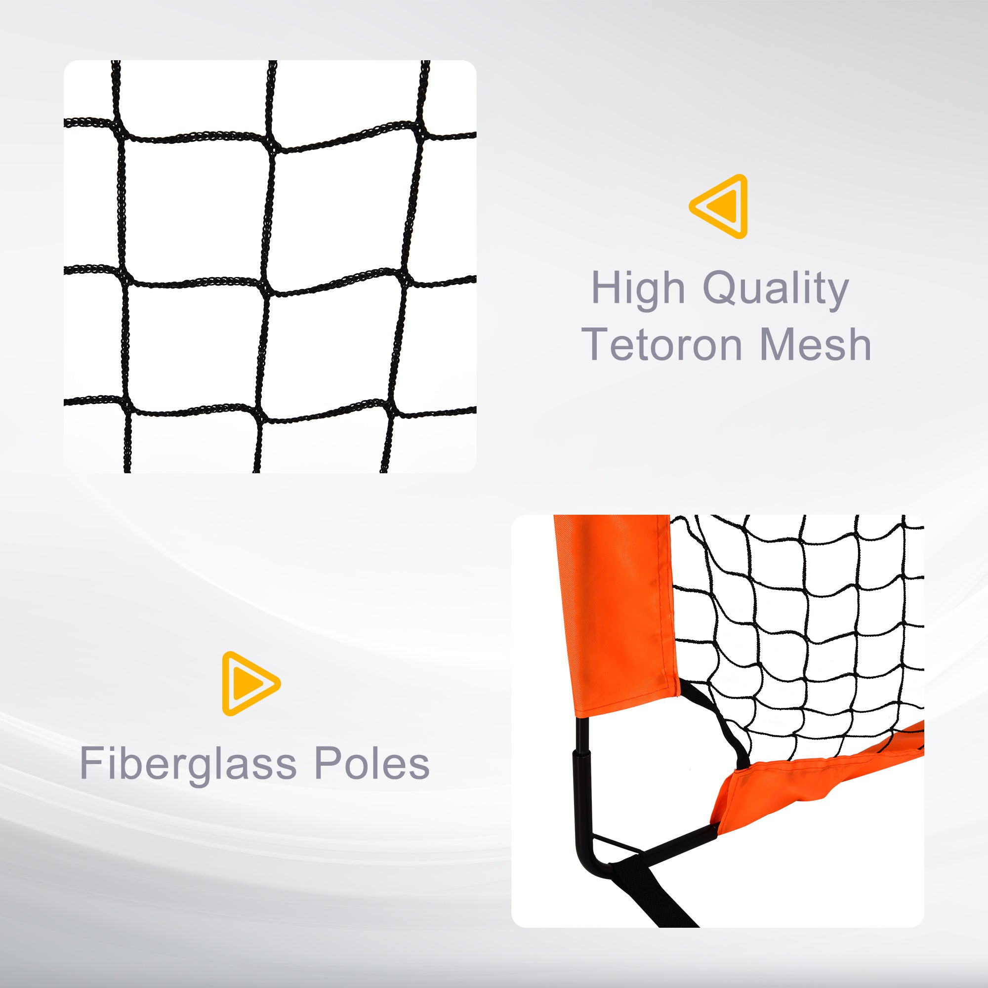 HOMCOM Set of 2 Football Goal Net 6 x 3 ft Foldable Outdoor Sport Training Teens Adults Football with Carrying Bag Orange - anydaydirect