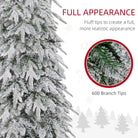 HOMCOM 6ft Pencil Artificial Christmas Tree, Snow Flocked Xmas Tree with Downswept Branches and 600 Tips, Auto Open, Steel Base, Holiday Decoration for Home Office, Green - anydaydirect