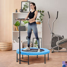 HOMCOM 40" Fitness Trampoline with Adjustable Handle, Rebounder Trampoline, Mini Jumper for Indoor Exercise Workout, Blue - anydaydirect