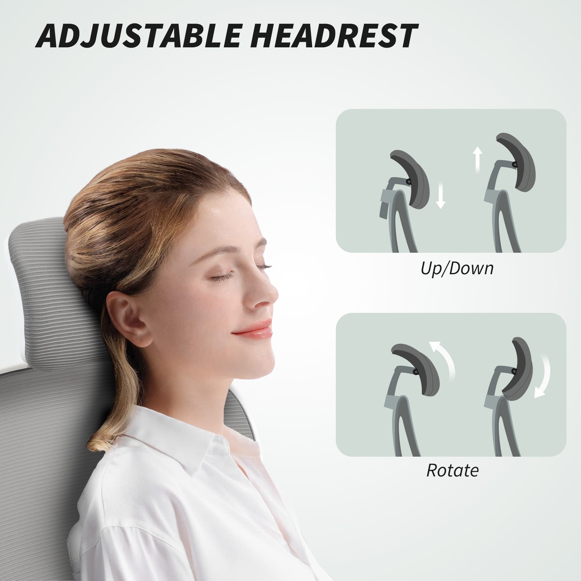 HOMCOM Executive Office Chair, Ergonomic Mesh High Back Desk Chair with Flip-up Armrest, Rotatable Headrest, Adjustable Lumbar Support for Home Study, Grey - anydaydirect