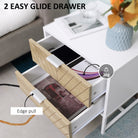 HOMCOM Modern Bedside Table with 2 Drawers and Metal Frame, Sofa Side Table for Bedroom Living Room, White and Oak - anydaydirect