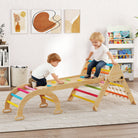 AIYAPLAY 8-in-1 Toddler Climbing Frame, Indoor Play Triangle Set with Slide, Arch and Triangle Ladder, Multicolour - anydaydirect