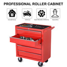 DURHAND 5-Drawer Lockable Tool Storage Cabinet with Wheels, Handle, 2 Keys, Steel Home Work DIY Workshop Chest, Garage Equipment Trolley, Red - anydaydirect