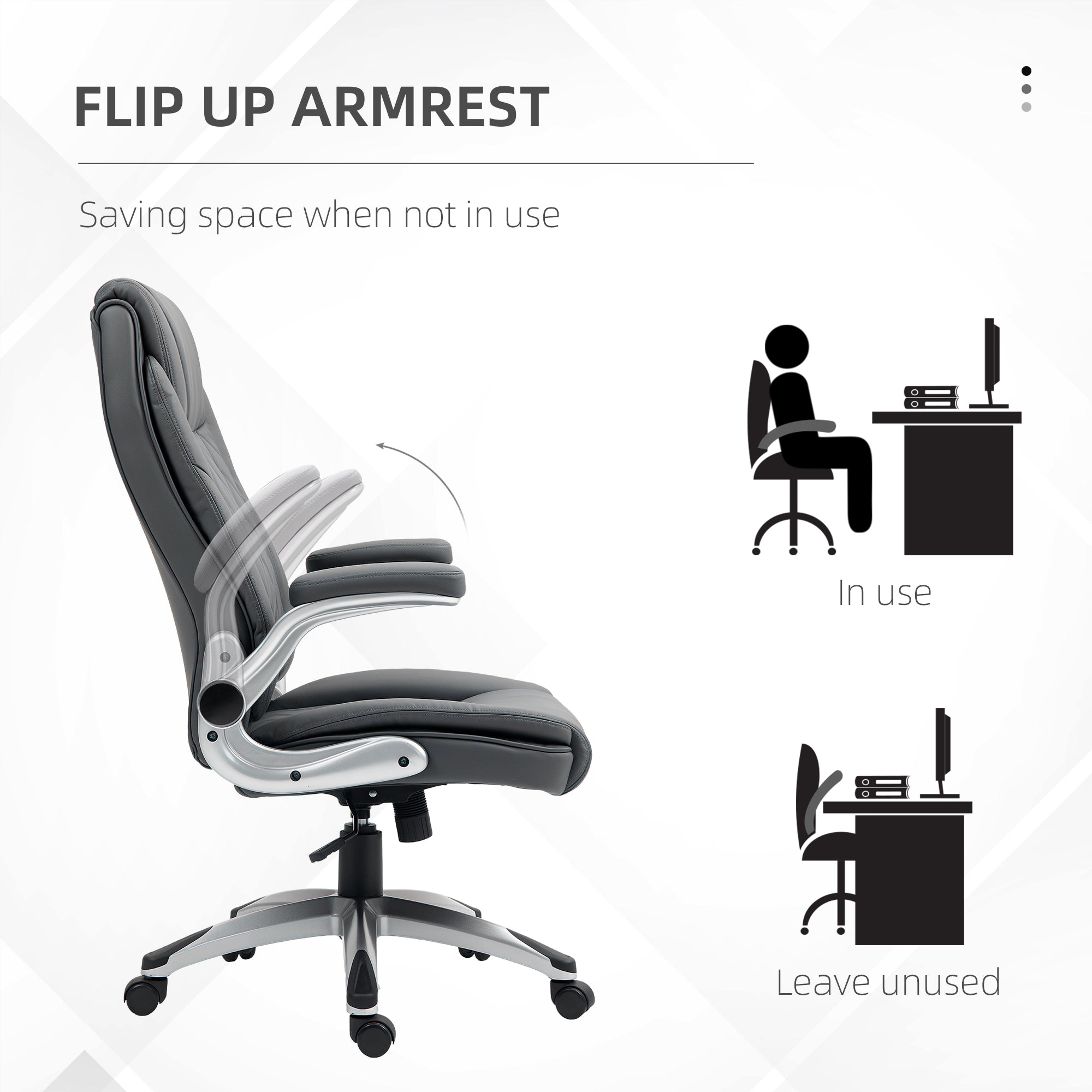 Vinsetto Faux Leather Executive Swivel Office Chair - Dark Grey - anydaydirect