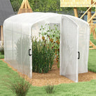 Outsunny Polytunnel Greenhouse Walk-in Grow House with UV-resistant PE Cover, Door and Galvanised Steel Frame, 2 x 2 x 2m, White - anydaydirect