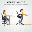 Vinsetto Drafting Chair with Flip-up Armrest, Mesh Office Stool with Foot Ring, 360° Swivel Height Adjustable Chair for Standing Desk, Black - anydaydirect