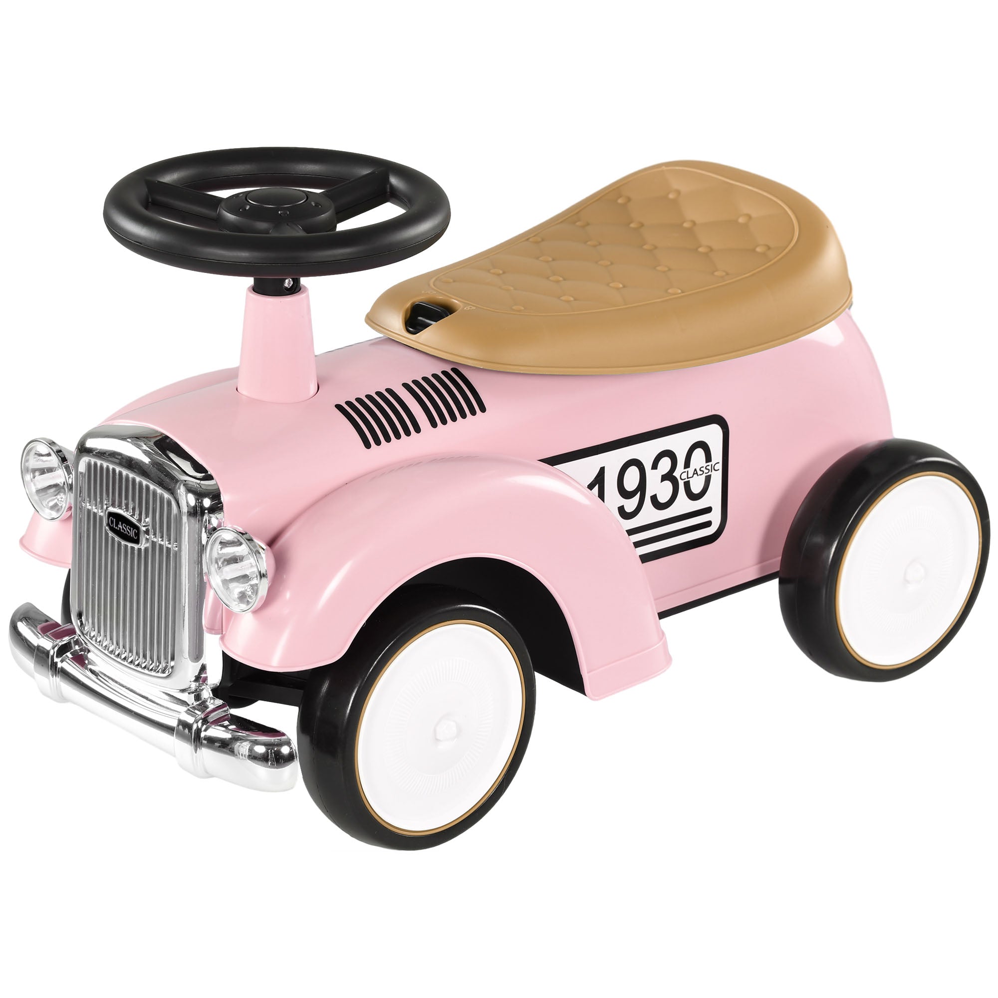 AIYAPLAY Foot To Floor Slider for Toddlers with Under Seat Storage Ride on Sliding Car with Horn Aged 12-36 Months Pink - anydaydirect