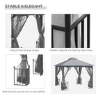 Outsunny 3 x 3(m) Garden Gazebo Patio Party Tent Shelter Outdoor Canopy Double Tier Sun Shade Metal Frame Netting, Light Grey - anydaydirect