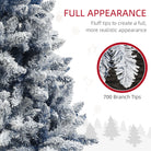 HOMCOM 6ft Flocked Artificial Christmas Tree with 700 Snow Frosted Tips, Metal Stand, Snowy Hinged Xmas Tree, Blue - anydaydirect