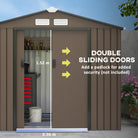 Outsunny 7ft x 4ft Lockable Garden Metal Storage Shed Large Patio Roofed Tool Storage Building Foundation Sheds Box Outdoor Furniture, Brown - anydaydirect