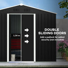 Outsunny 8 x 6ft Garden Storage Shed Double Door Ventilation Windows Sloped Roof Outdoor Equipment Tool, Grey - anydaydirect