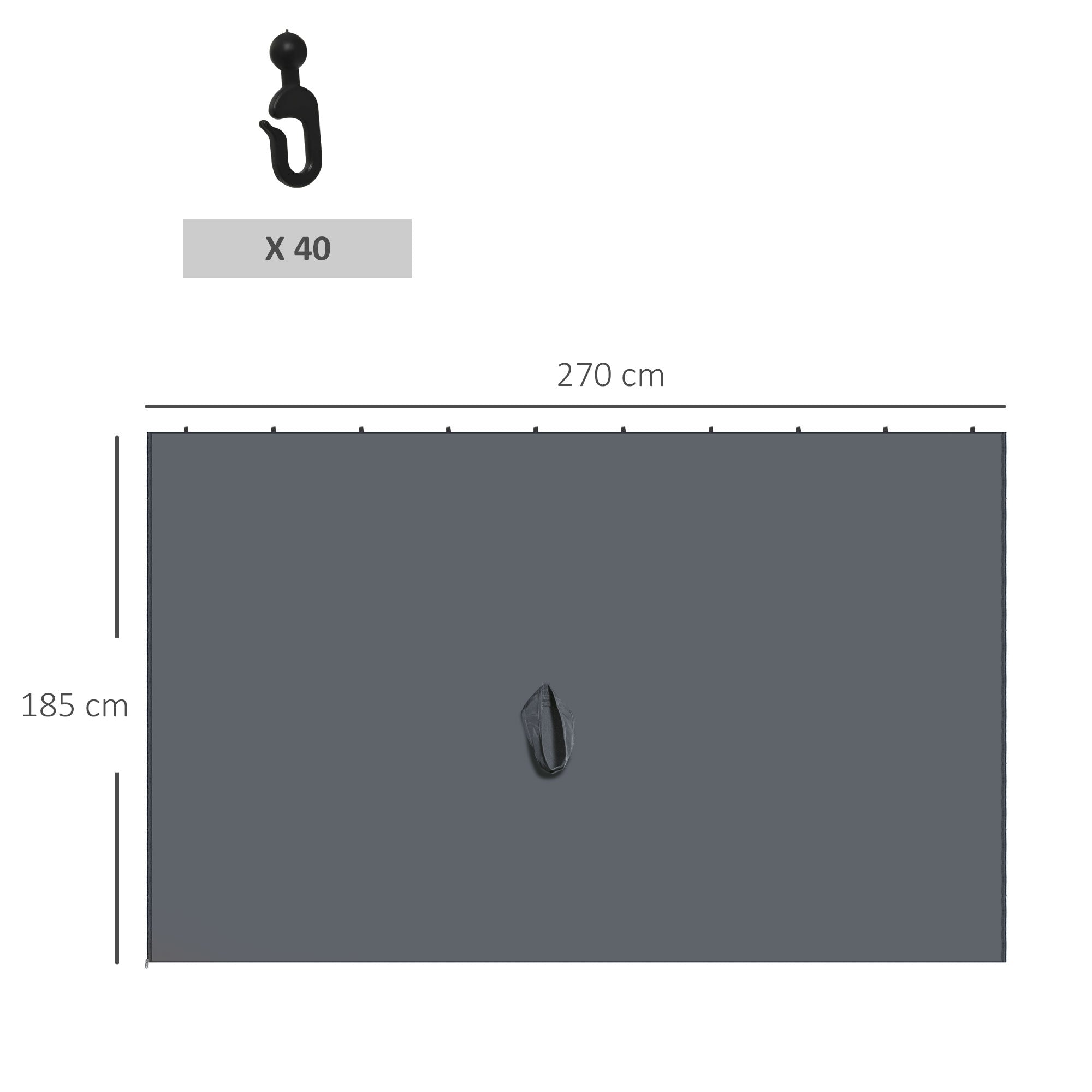 Outsunny Replacement Gazebo Curtains 4-Panel Sidewalls with Zipper for 3 x 3 (M) Yard Gazebos Canopy Tent, Dark Grey - anydaydirect