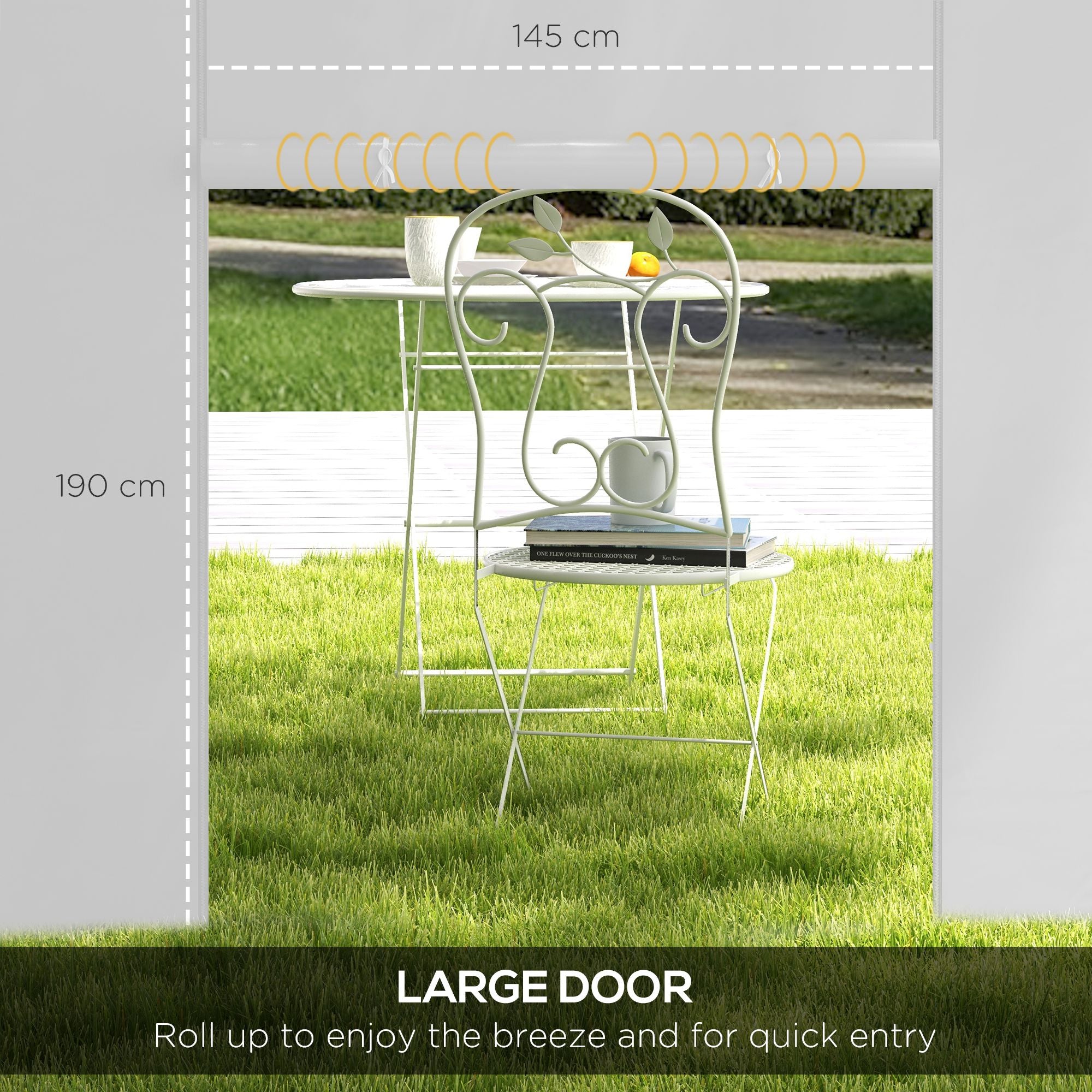 Outsunny Gazebo Side Panels, 2 Pack Sides Replacement, for 3x3(m) or 3x6m Pop Up Gazebo, with Windows and Doors, White - anydaydirect