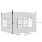 Outsunny Gazebo Side Panels, Sides Replacement with Window for 3x3(m) or 3x4m Pop Up Gazebo, 2 Pack, White - anydaydirect