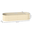 Outsunny Galvanised Raised Garden Bed, Metal Planter Box with Safety Edging, for Flowers, Herbs, Succulents, Cream White - anydaydirect