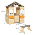Outsunny Wooden Playhouse for Kids Outdoor Wendy House with Door, windows, Bench, Service Stations, Flowerpot Holder, For Ages 3-7 Years - anydaydirect