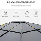 Outsunny 3 x 3.6m Hardtop Gazebo Canopy with Polycarbonate Roof, Permanent Pavilion Garden Gazebo with Curtains for Patio, Deck, Grey - anydaydirect