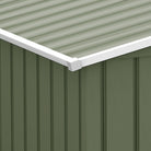 Outsunny 9 x 6 ft Metal Garden Storage Shed Corrugated Steel Roofed Tool Box with Foundation Ventilation and Doors, Light Green - anydaydirect