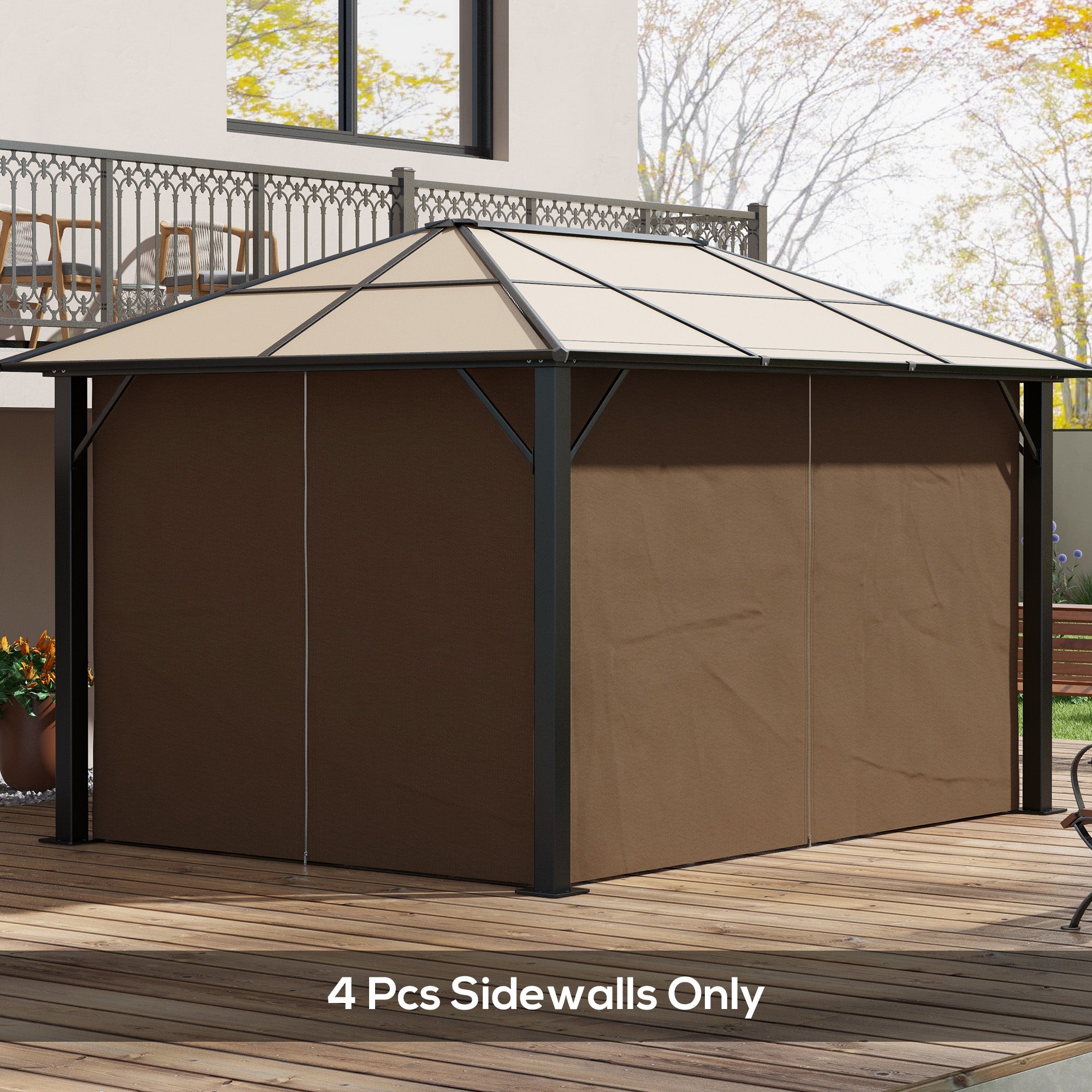 Outsunny Set of Four 3 x 4m Gazebo Replacement Walls - Dark Brown - anydaydirect