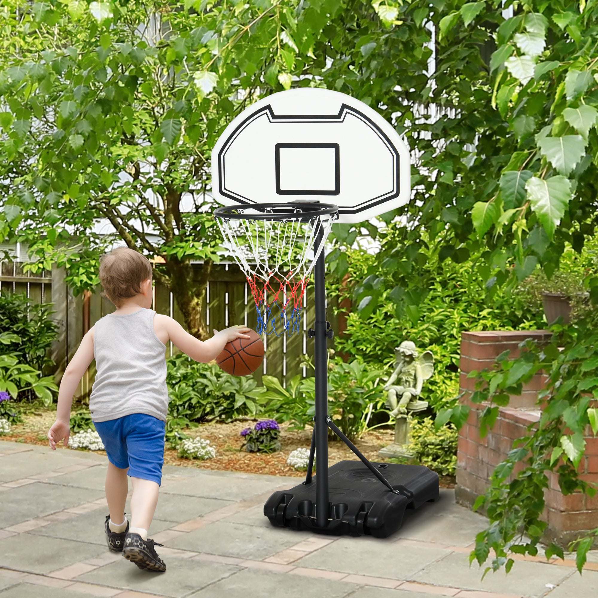 HOMCOM 94-123cm Adjustable Height Basketball Hoop and Stand - anydaydirect