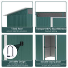 Outsunny Pent Roofed Metal Garden Shed House Hut Gardening Tool Storage w/ Ventilation 260L x 194W x 200H cm - anydaydirect