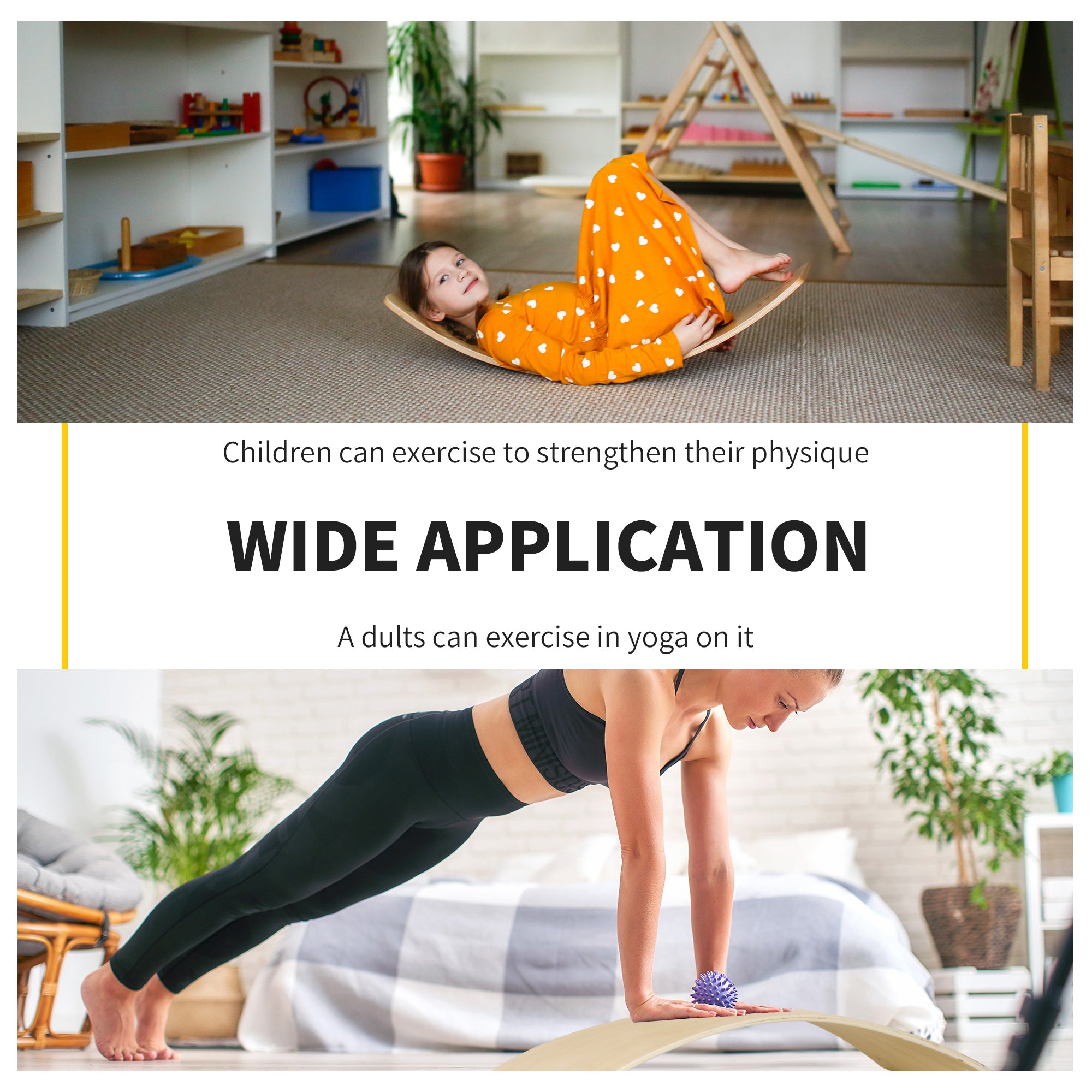 HOMCOM Wood Wobble Board with Ropes, Balance Board for Full Body Workout, Multipurpose for Kids and Adults - anydaydirect