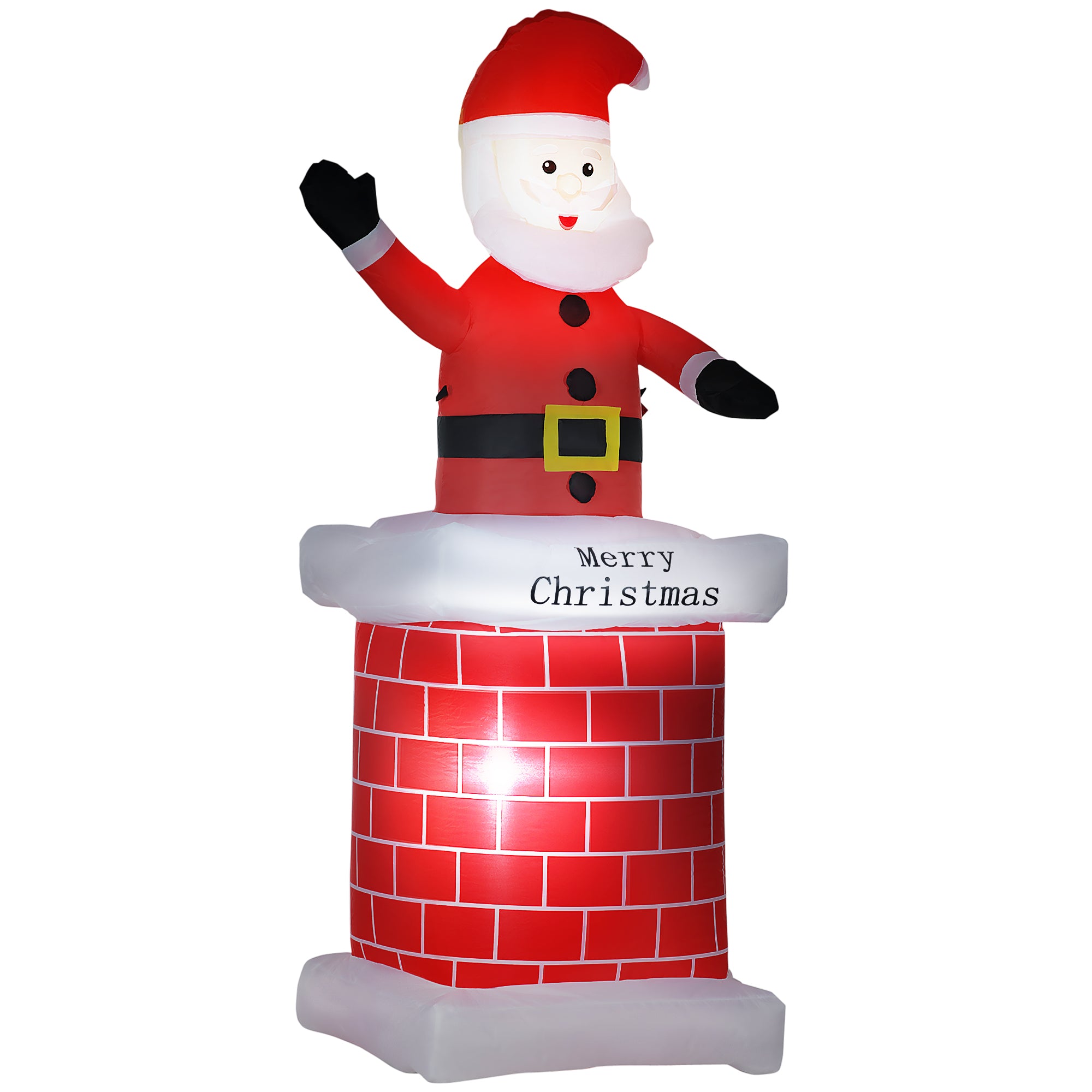 HOMCOM 7ft Christmas Inflatable Santa Claus from Chimney, Blow-Up Outdoor LED Garden Display for Lawn, Party - anydaydirect