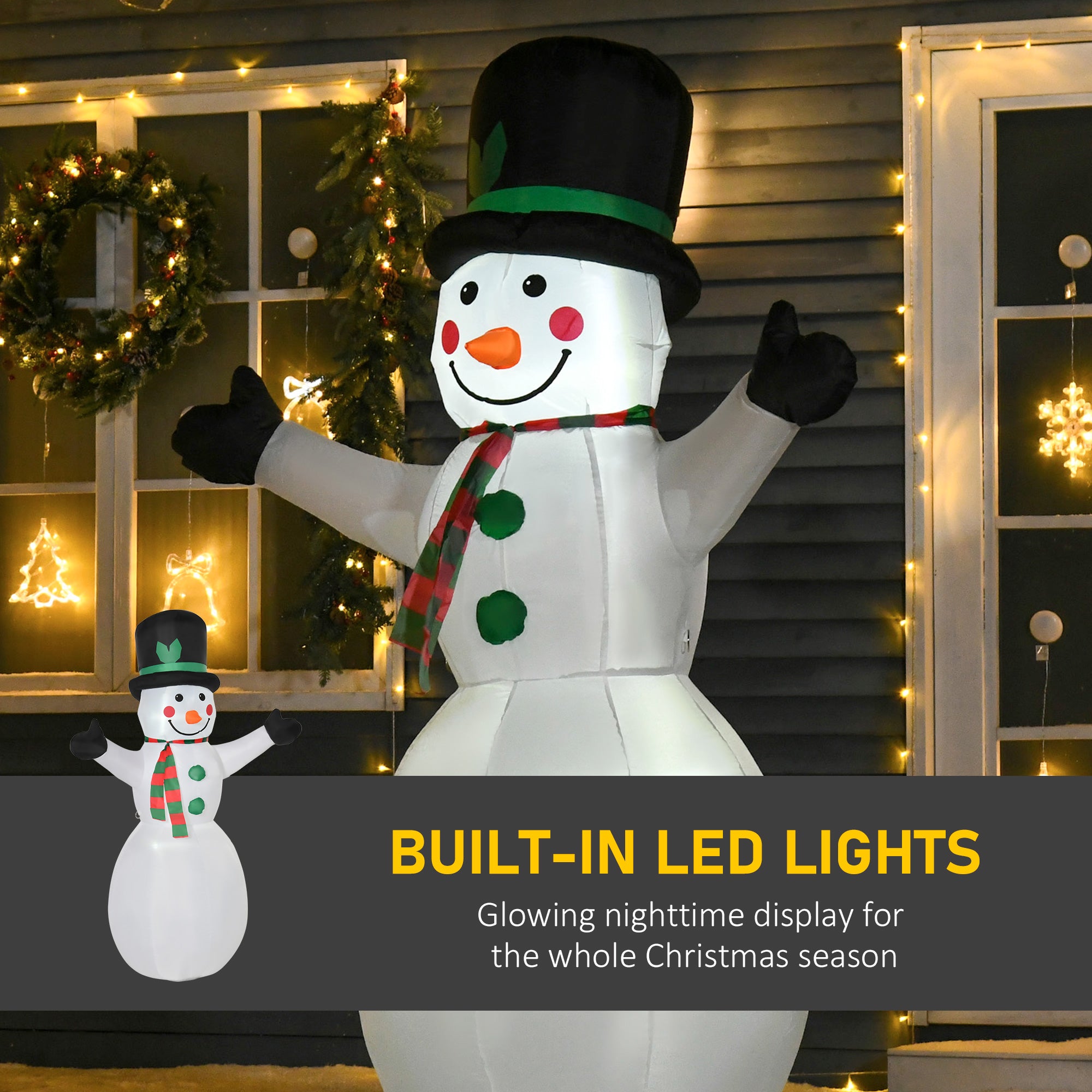 HOMCOM 1.8m Inflatable Snowman Decoration, Polyester-White - anydaydirect