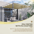 Outsunny Retractable Pergola Shade Cover, Replacement Canopy Fabric for 3 x 3 (m) Pergola, Gazebo Retractable Roof, Beige - anydaydirect