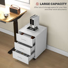 HOMCOM 3 Drawer File Cabinet, Mobile Filing Cabinet on Wheels for Home Office, Study, White - anydaydirect