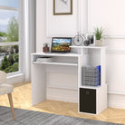 HOMCOM Computer Desk with Sliding Keyboard Tray Storage Drawer Shelf Home Office Workstation White - anydaydirect