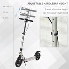 HOMCOM Teen/Adults Aluminium Folding Kick Scooter w/ Shock Mitigation System Silver - anydaydirect
