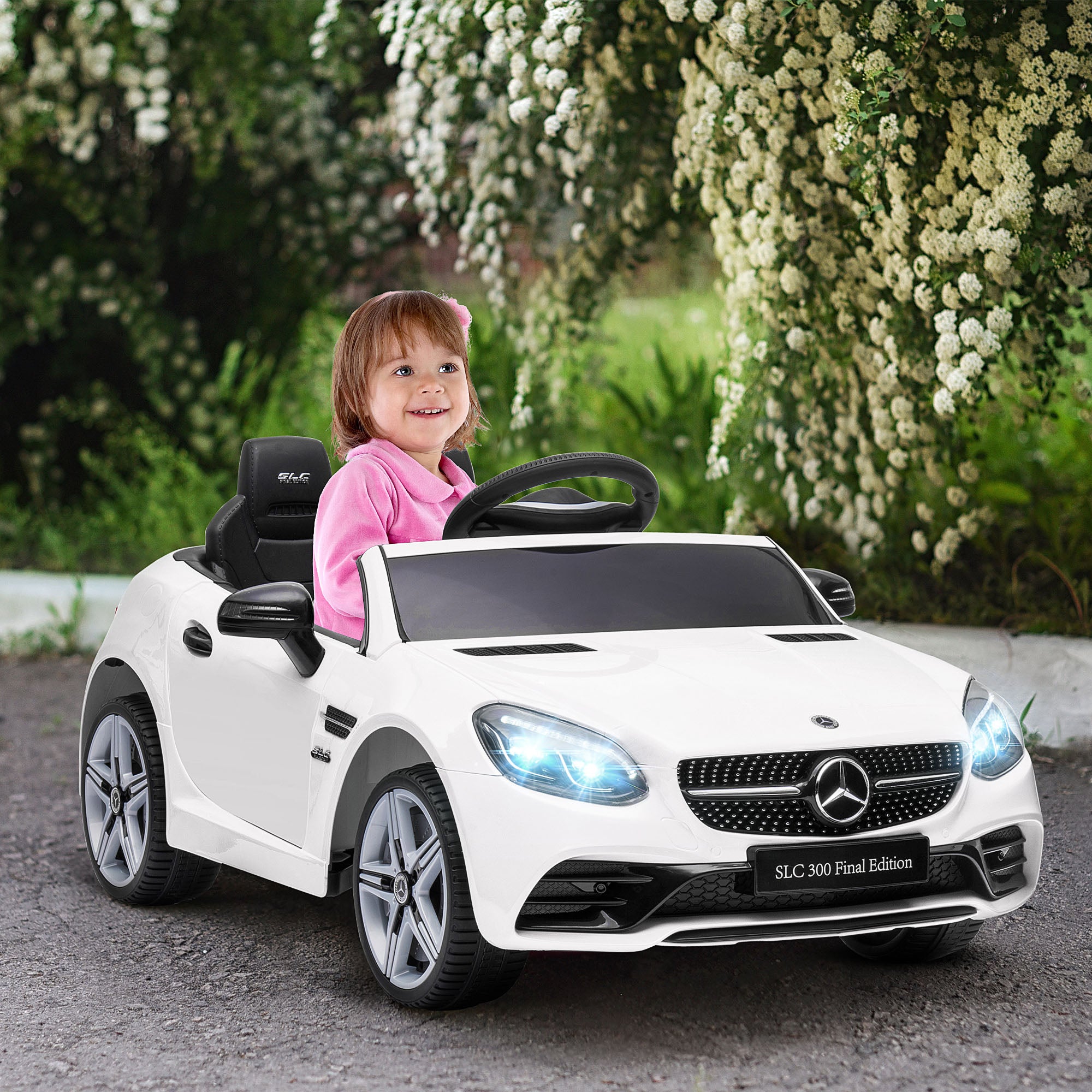 AIYAPLAY Mercedes Benz SLC 300 Licensed 12V Kids Electric Ride On Car w/ Parental Remote Two Motors Music Suspension Wheel for 3-6 Year - anydaydirect