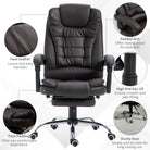 HOMCOM PU Leather Executive Office Chair, High Back Swivel Chair with Retractable Footrest, Adjustable Height, Reclining Function, Brown - anydaydirect