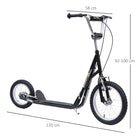 HOMCOM Teen Scooter Push Kick Scooters for Kids with Rubber Wheels Adjustable Handlebar Front Rear Dual Brakes Kickstand, for 5+ Years, Black - anydaydirect