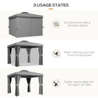 Outsunny 3 x 3(m) Patio Gazebo Canopy Garden Pavilion Tent Shelter Marquee with 2 Tier Roof, Netting and Curtains, Light Grey - anydaydirect