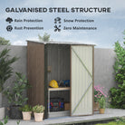 Outsunny 5 x 3 ft Metal Garden Storage Shed Patio Corrugated Steel Roofed Tool Shed with Single Lockable Door, Brown - anydaydirect