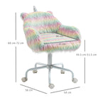 Vinsetto Unicorn Home Office Chair, Height Adjustable Fluffy Desk Chair with Armrests and Swivel Wheels, Colourful - anydaydirect