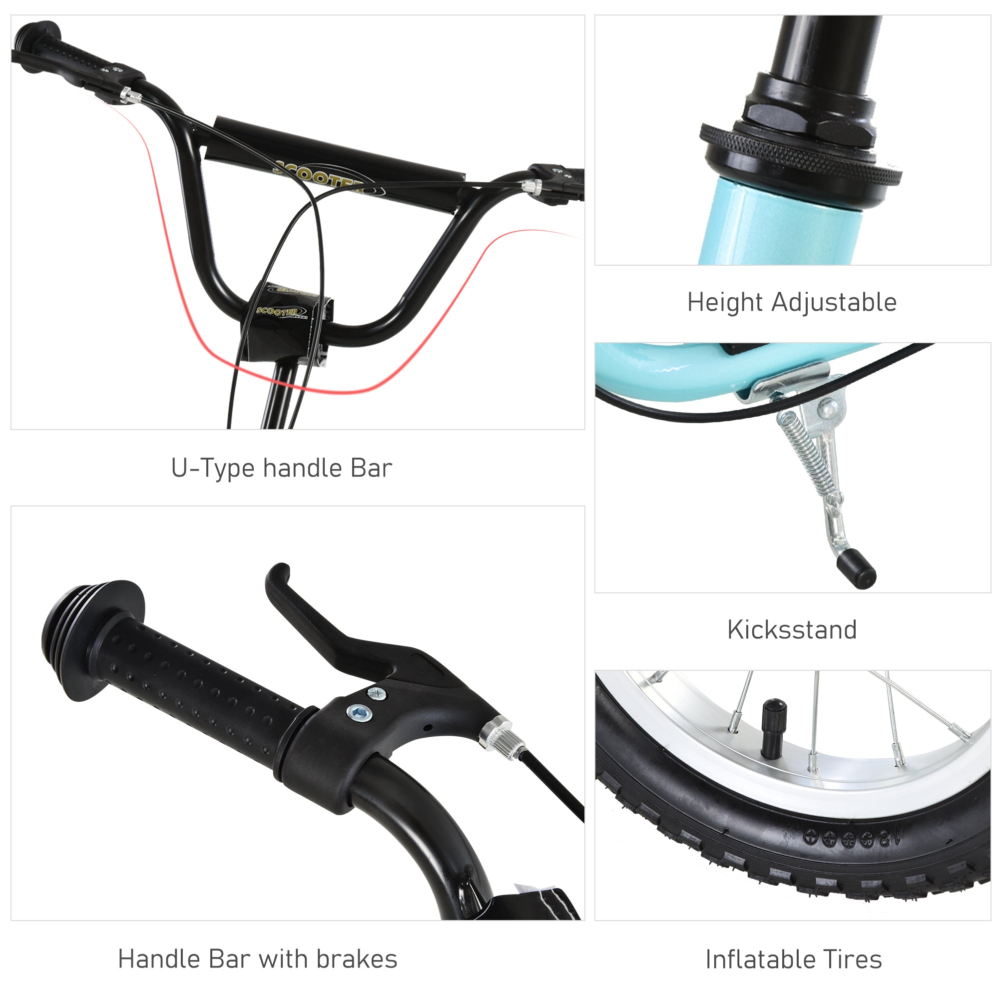 HOMCOM Teen Kids Stunt Scooter w/ Adjustable Handlebar, 12 Inch Rubber Tyres, Dual Brakes, Blue - anydaydirect