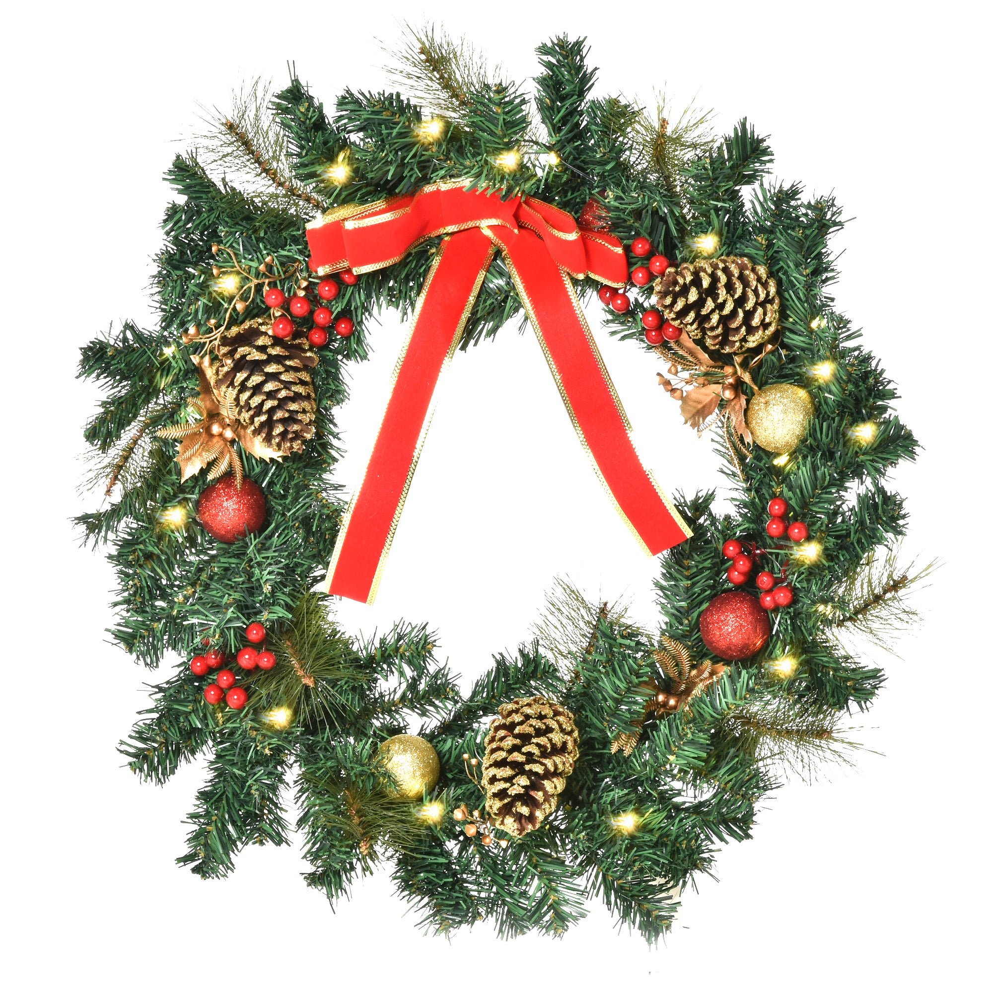 HOMCOM Christmas Door Wreath, 60 cm Diameter - anydaydirect