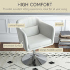 HOMCOM Modern Accent Chair with Swivel Base, Height Adjustable Arm Chair with Pillow for Living Room, Bedroom, Cream White - anydaydirect