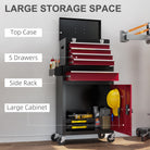 HOMCOM Two-Part Tool Storage Chest on Wheels - Black/Red - anydaydirect