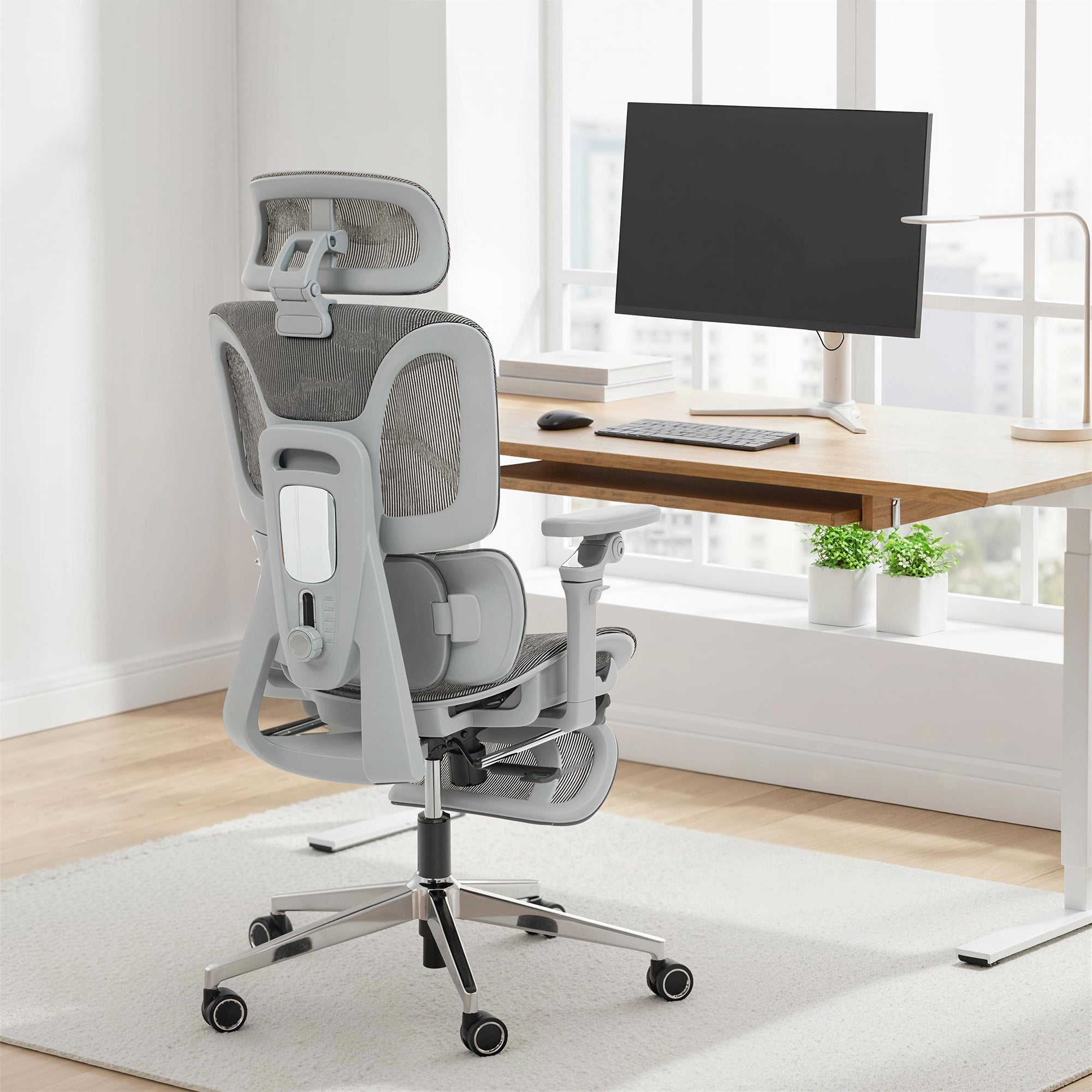 HOMCOM Ergonomic Office Chair Special, High Back Mesh Desk Chair, Grey - anydaydirect