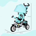 HOMCOM 4 in 1 Kids Trike Push Bike w/ Push Handle, Canopy, 5-point Safety Belt, Storage, Footrest, Brake, for 1-5 Years, Green - anydaydirect
