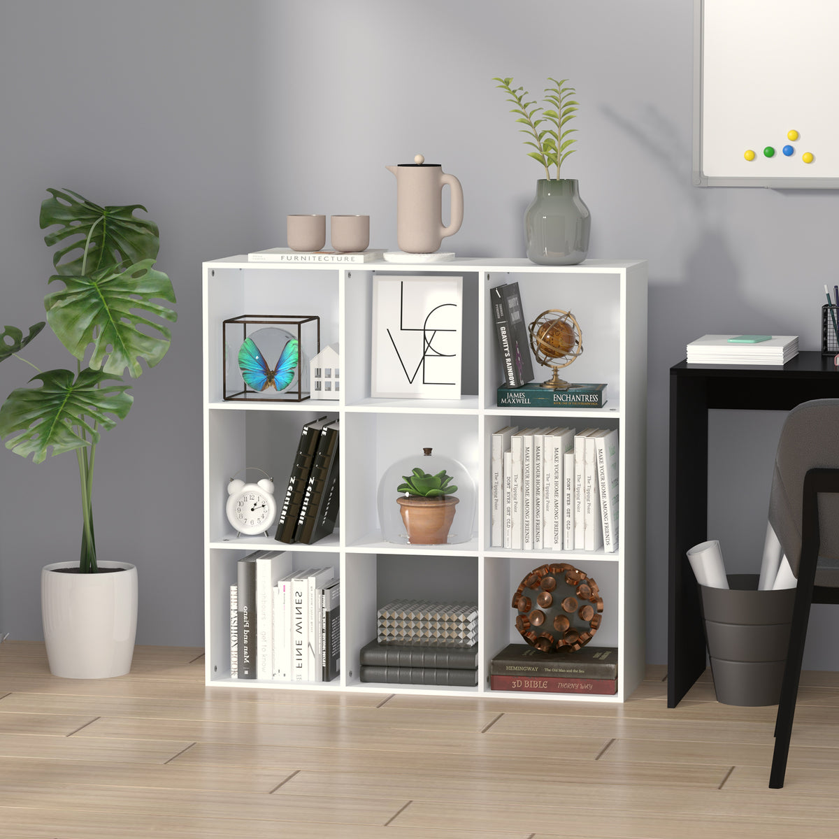HOMCOM 3-tier 9 Cubes Storage Unit Particle Board Cabinet Bookcase Org ...
