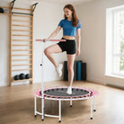 SPORTNOW 40" Fitness Trampoline, Mini Rebounder Trampoline for Adults with 5-Level Adjustable Handle, Indoor Exercise Bungee Rebounder, Max Load 100KG, Pink - anydaydirect
